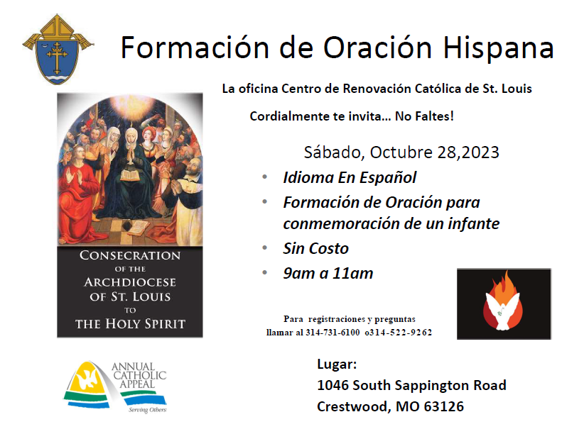 Hispanic Day Prayer Formation At Renewal Center Is October 28th.